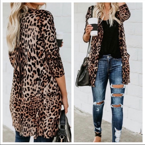 Leopard print open chic cardigan - Picture 2 of 4